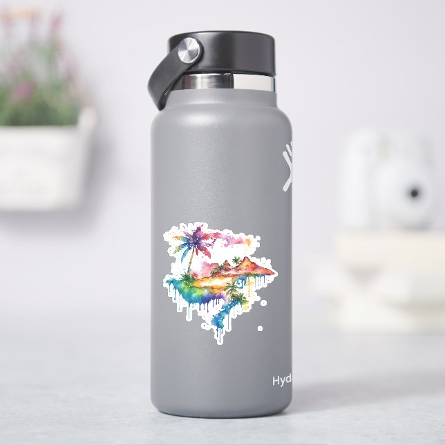 Hawaii design with colorful splatters sticker (HydroFlask)