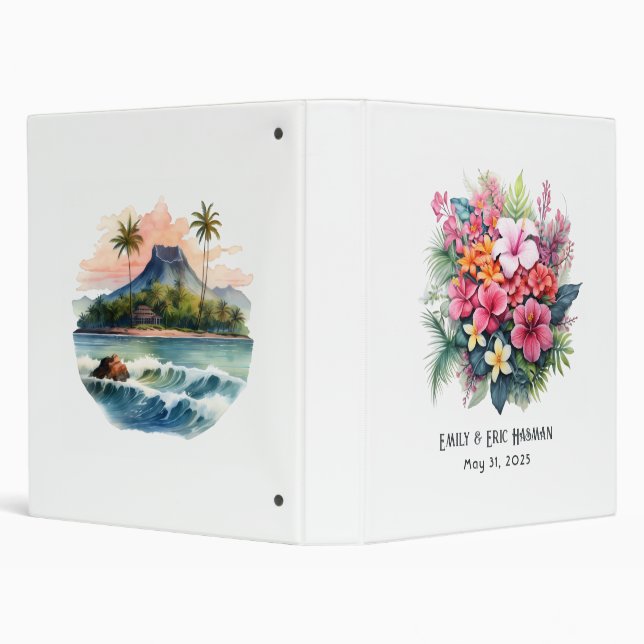 Hawaii Destination Tropical Beach Wedding Photo 3 Ring Binder (Background)