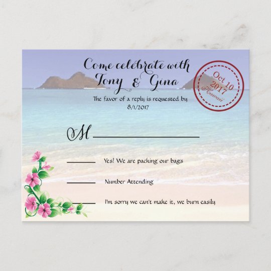 Hawaii Destination Wedding Rsvp Postcard Zazzle Com