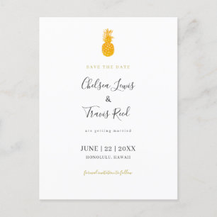 Hawaii Destination Wedding Save the Date Pineapple Announcement Postcard