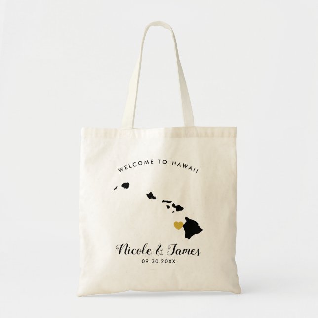 Hawaii Destination Wedding Welcome Bag Tote (Front)
