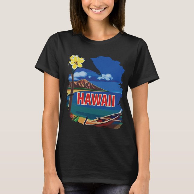 Hawaii Diamond Head Coast Blue Travel T-Shirt (Front)