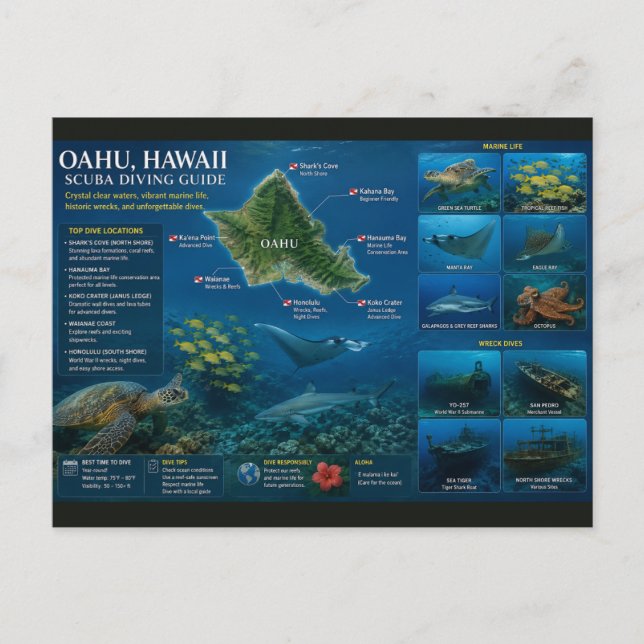 Hawaii Dive Sites Postcard (Front)