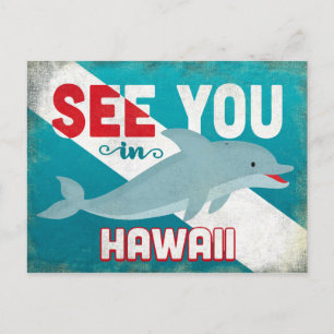Hawaii Dolphin - Retro Vintage Travel Postcard