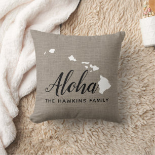 Hawaii Family Monogram State Throw Pillow