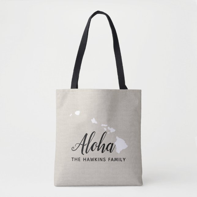 Hawaii Family Monogram State Tote Bag (Front)