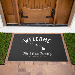 Hawaii Family Monogram Welcome Doormat