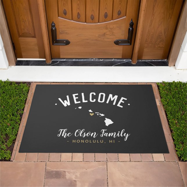 Hawaii Family Monogram Welcome Doormat (Outdoor)