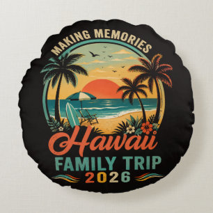 Hawaii Family Trip Tropical Sunset 2026 Round Pillow