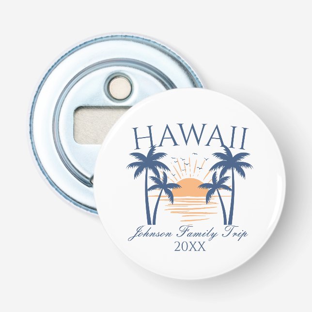 Hawaii Family Trip Tropical Sunset Design Bottle Opener (Front)