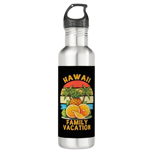 Hawaii Family Vacation Stainless Steel Water Bottle (Front)