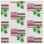 Hawaii Flag and Green Sea Turtles Floral Fabric