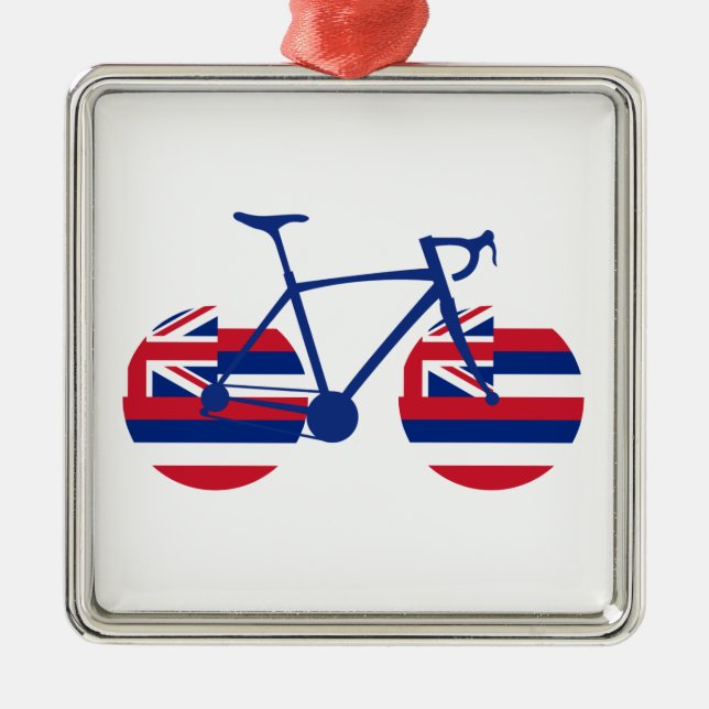 Hawaii Flag Cycling Metal Ornament (Front)