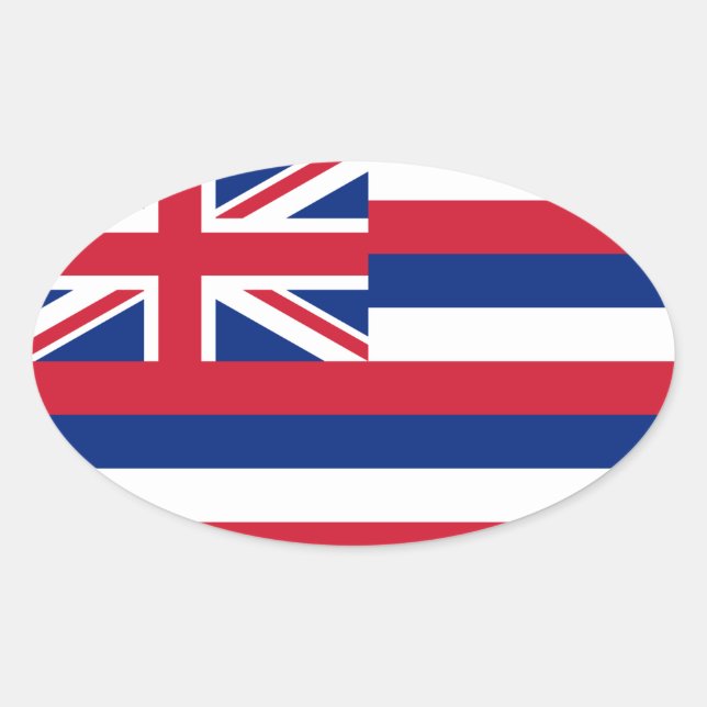 Hawaii* Flag Euro-style Oval Oval Sticker (Front)