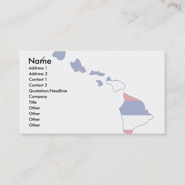 Hawaii Flag Map Business Card (Front)