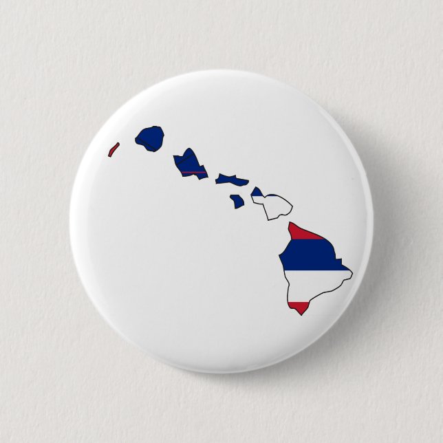 Hawaii Flag Map Pinback Button (Front)