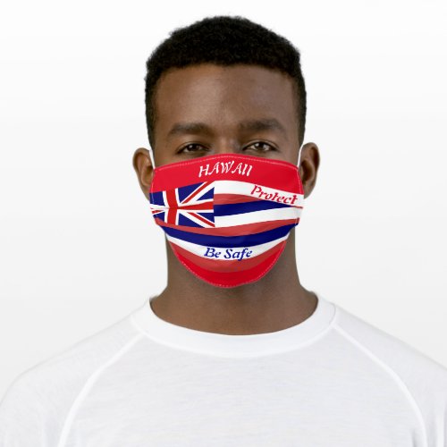Hawaii Flag _ Red White Blue Adult Cloth Face Mask