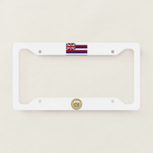 Hawaii flag-seal license plate frame