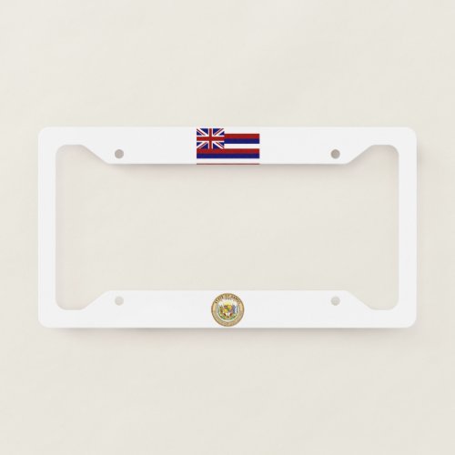 Hawaii flag_seal license plate frame