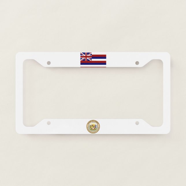 Hawaii flag-seal license plate frame (Front)