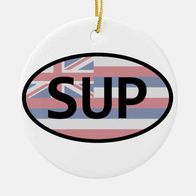 Hawaii Flag Standup Paddling Ceramic Ornament (Front)