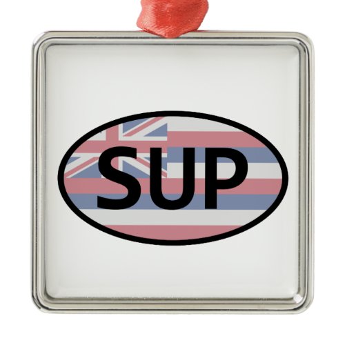 Hawaii Flag Standup Paddling Metal Ornament