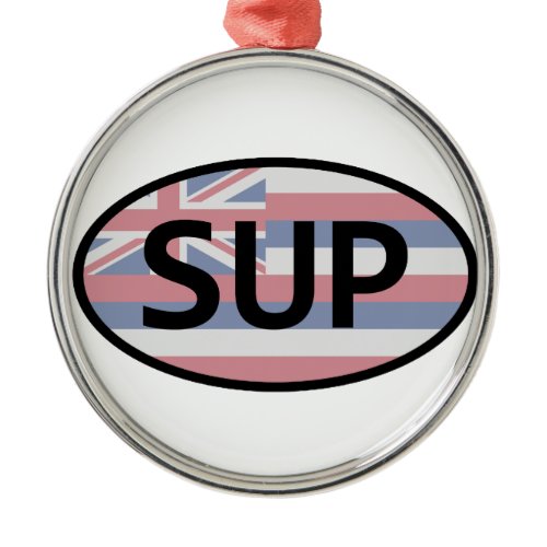 Hawaii Flag Standup Paddling Metal Ornament