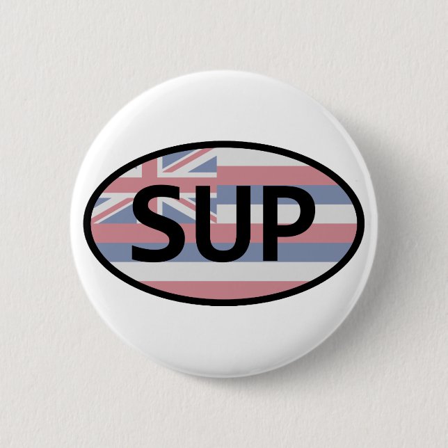 Hawaii Flag Standup Paddling Pinback Button (Front)