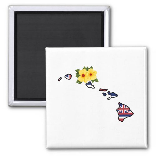 Hawaii Flag with State Flower Yellow Hibiscus Magnet