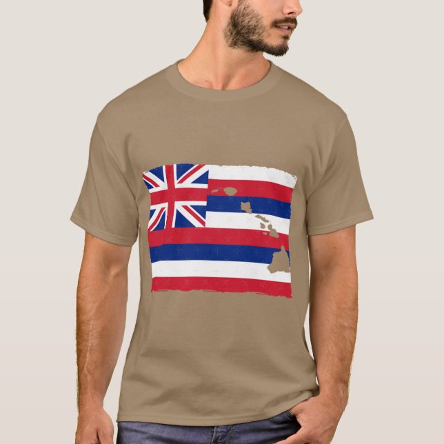 Hawaii Flag with the Hawaiian Islands T-Shirt (Front)