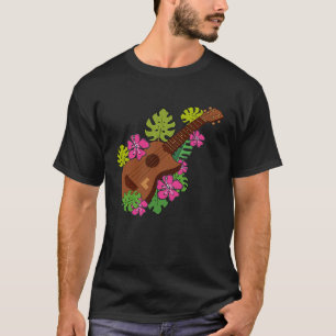 Hawaii Floral Ukulele Player Music Graphic T-Shirt