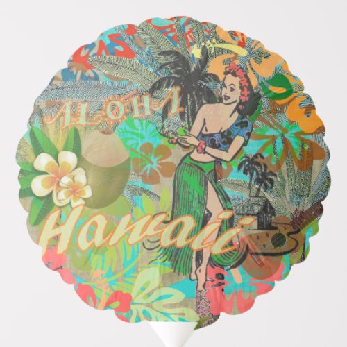 Hawaii Flower Hula Vintage Floral Graphic Balloon