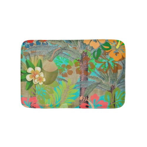 Hawaii Flower Hula Vintage Floral Graphic Bath Mat