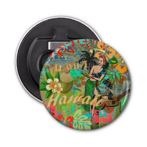 Hawaii Flower Hula Vintage Floral Graphic Bottle Opener