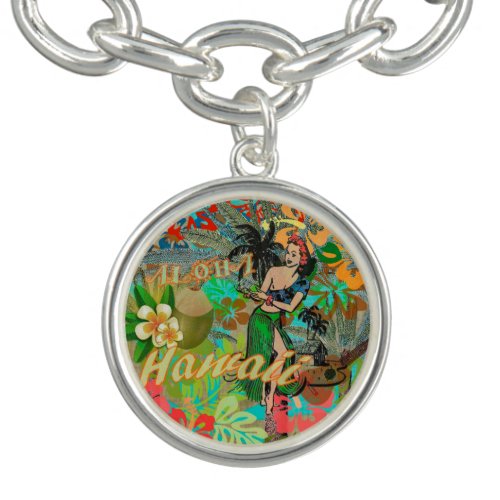 Hawaii Flower Hula Vintage Floral Graphic Bracelet