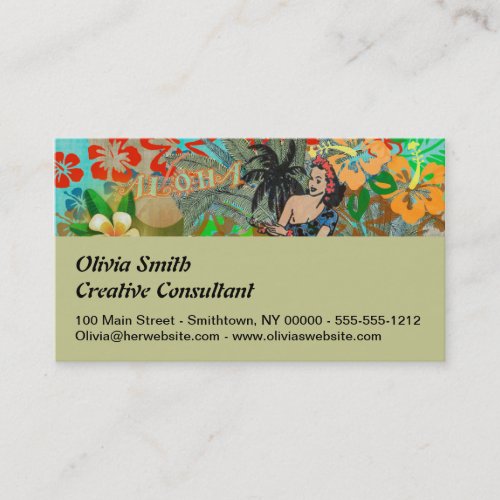 Hawaii Flower Hula Vintage Floral Graphic Business Card