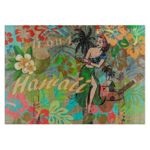 Hawaii Flower Hula Vintage Floral Graphic Cutting Board