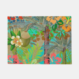 Hawaii Flower Hula Vintage Floral Graphic Doormat
