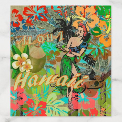 Hawaii Flower Hula Vintage Floral Graphic Envelope Liner