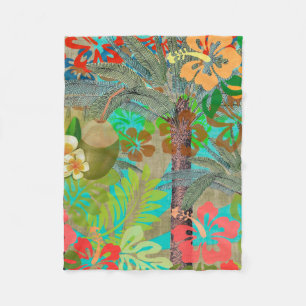 Hawaii Flower Hula Vintage Floral Graphic Fleece Blanket