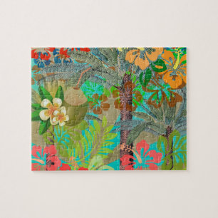Hawaii Flower Hula Vintage Floral Graphic Jigsaw Puzzle