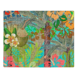 Hawaii Flower Hula Vintage Floral Graphic Jigsaw Puzzle