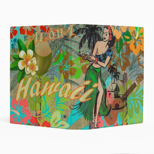 Hawaii Flower Hula Vintage Floral Graphic Mini Binder