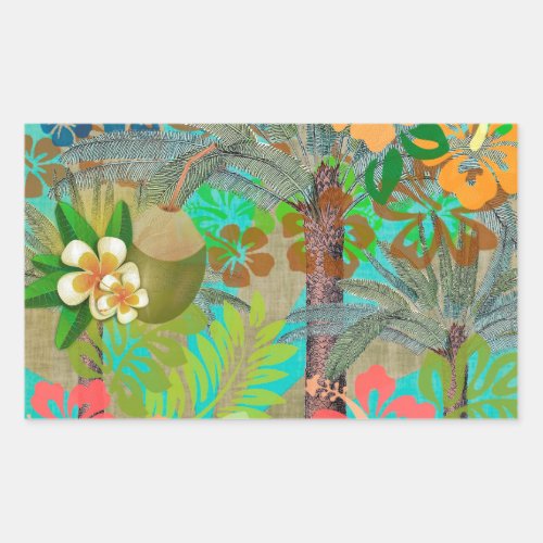 Hawaii Flower Hula Vintage Floral Graphic Rectangular Sticker