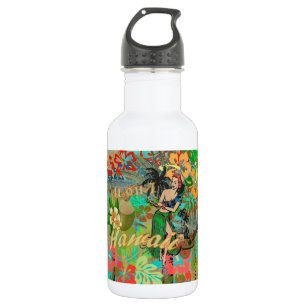 Hawaii Flower Hula Vintage Floral Graphic Stainless Steel Water Bottle