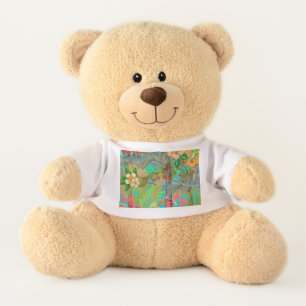 Hawaii Flower Hula Vintage Floral Graphic Teddy Bear