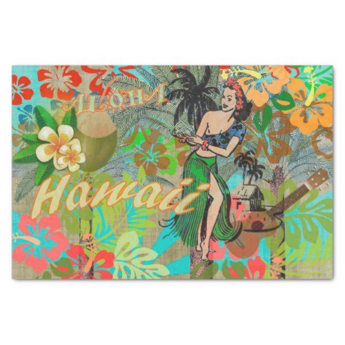 Hawaii Flower Hula Vintage Floral Graphic Tissue Paper