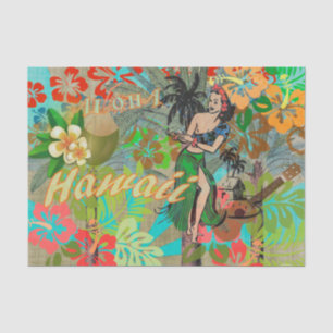Hawaii Flower Hula Vintage Floral Graphic Tissue Paper
