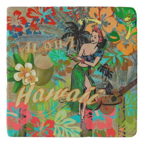 Hawaii Flower Hula Vintage Floral Graphic Trivet