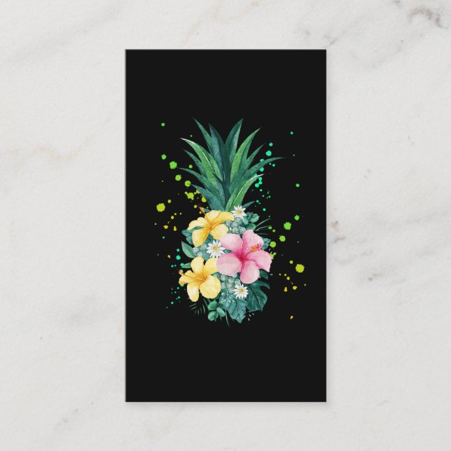 Hawaii Flower Pineapple Art Vacation Business Card (Front)
